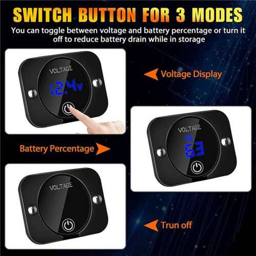 4 Pack LED Digital Voltmeter with Contact , 12V 24V Car Voltmeter LED Digital Display Waterproof Voltmeter Panel 1