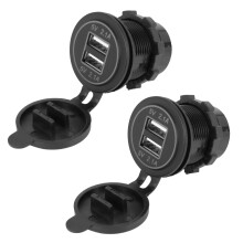 2X 5V 4.2A Dual 2USB Charger Socket Adapter Power Outlet for 12V 24V Car Motorcycle()