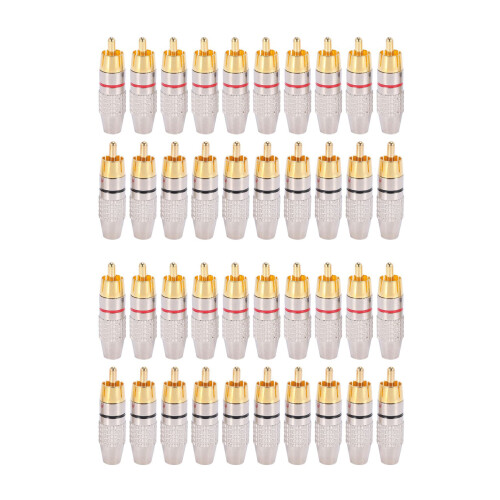 40 Pcs RCA Plug Audio Video Locking Cable Connector Gold Plated