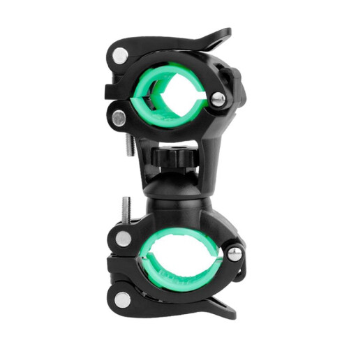 2X Bicycle Light Holder, Multifunctional Rotatable Flashlight Holder, Bicycle Headlight Holder Black+Green 2