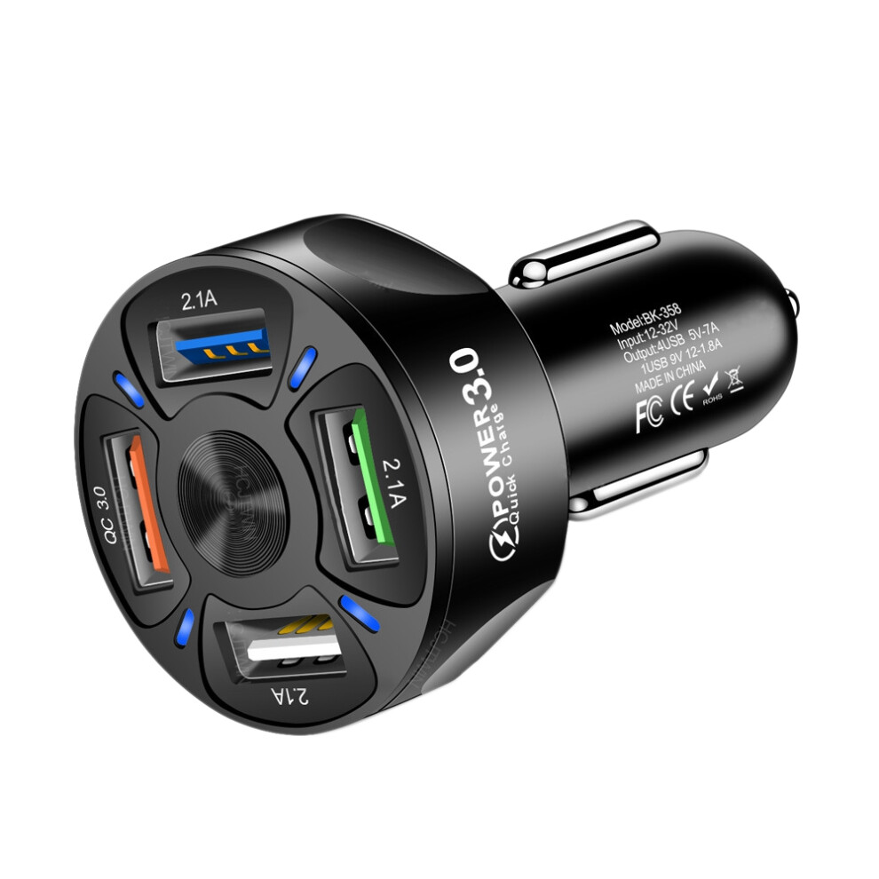 Port Usb Car Charger Fast Charge 3.0 Car Charger Qc 3.0 Fast Ca Lighter- Black 6032965838040