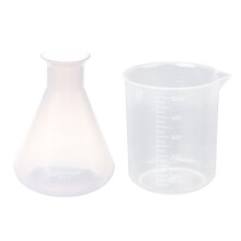 2 Pcs Beaker: 1 PCS 500Ml Clear Plastic Laboratory Conical Flask Storage Bottle & 1 PCS 500Ml Graduated Beaker