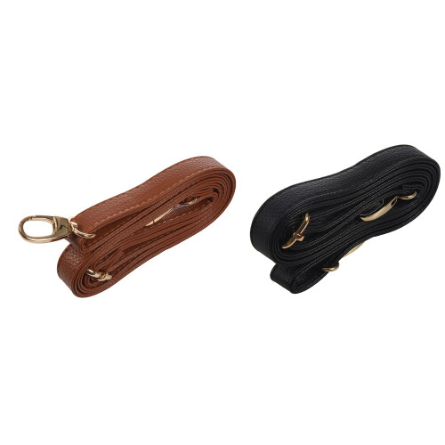 2 Pcs DIY Replacement Leather Bag Shoulder Strap Handle  Body Adjustable 140x2Cm, Black & Brown