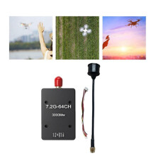 Transmissor de Áudio e Vídeo FPV VTX de 7,2 GHz e 3 W, 64 Canais com Antena para Drones FPV RC de Longo Alcance, Receptor de Vídeo 7,2 G VRX
