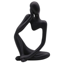 Decorazione Resina Stile Pensatore Scultura Astratta Collezione Moderna Statua Pensatore Nero per Decorazione Casa Ufficio