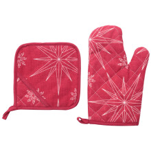 Backen Anti-Heiße Handschuhe Heiße Ofen Handschuhe Pad Mikrowelle Isolierung Matte Weihnachten Dekoration für Zuhause Neues Jahr Weihnachten (Rot)