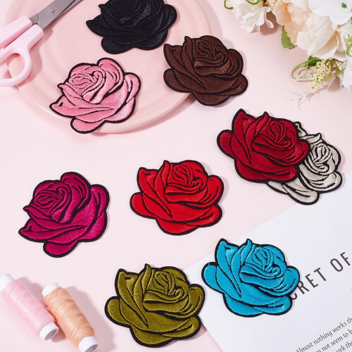 Toppe termoadesive floreali da 18 pezzi – Applicazioni di rose, 9 stili 2