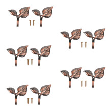 10 x Iron Leaf Shaped Curtain Tie Backs Holders Wall Hooks Home Decor, Red Bronze