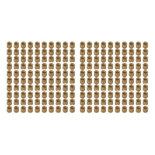 M2 x 3mm Brass Cylinder Knurled Threaded Round Insert Embedded Nuts 200Pcs