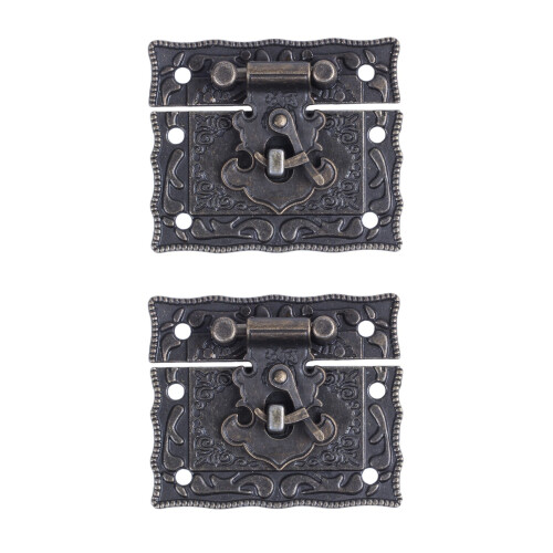 2X Wood Case Chest Box Rectangle Clasp Closure Hasp Latches Bronze Tone