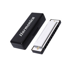 Versatile 10 Hole Metal Harmonica Easy Cleaning-Silver