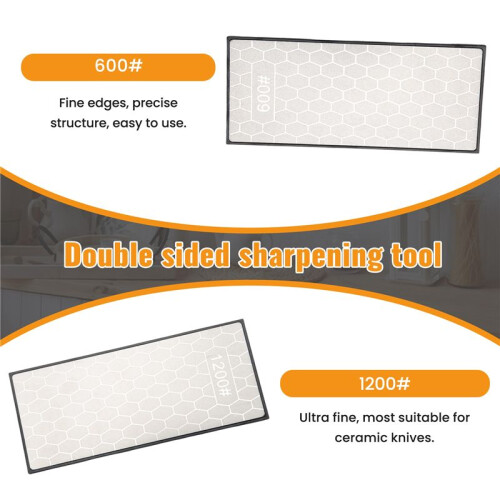 600# 1200# Double-Side Sharpener Diamond Whetstone Knife Sharpening Stone Kitchen Grit Chef Knife Grinding Tool