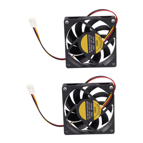 2pcs 70X70mm 12V 3-Pin PC Computer Case CPU  Brushless Cooler Cooling Fan Black