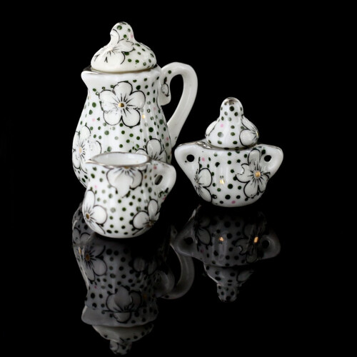2X Porcelain Tea Set Eating Utensils 15Pzs Daisy Pattern 1