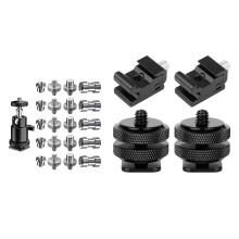 21 Pcs 1/4 Inch 3/8 Inch Converter Threaded Screws 1/4Inch & 4 Pack Camera Combo Pack Hot Shoe Mount Adapter
