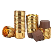 100Pcs Aluminum Foil Cupcake Cups Disposable Muffin Liners Baking Cups Aluminum Cupcake Tip Pan Gold + Brown & Gold