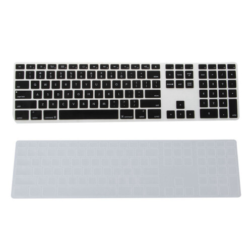 2pcs Silicone Thin Keyboard Skin Cover Protector with Numeric Keypad For   - Black & Transparent