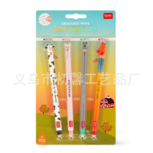 (4PCS PEN) Farm Animals Cow Donkey Turkey Piggy Erasable Pen Cartoon