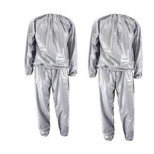2Pcs Heavy Duty Fitness Weight Loss Sweat Sauna Suit Exercise Gym Anti-Rip Silver, XL & XXL