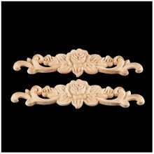 6 Pcs Decorations: 2 Pcs 20X5Cm Wood Carved Long Onlay Applique & 4 Pcs 10X6Cm Solid Wood Carved Furniture Foot Legs