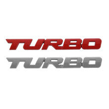 2 PCS TURBO Universal Car Motorcycle Auto 3D Metal Emblem Badge Decal Sticker, Red & Silver