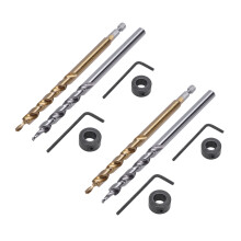 4Pcs 1/4 Inch Hex Shank Pocket Hole Drill Bit + 3/8(9.5mm)Replacement Twist Step Drill Bit with Depth Stop Collar