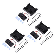 3X for Raspberry Pi 4 Aluminum Case with Dual Cooling Fan Metal Shell Black Enclosure for Raspberry Pi 4 Model B