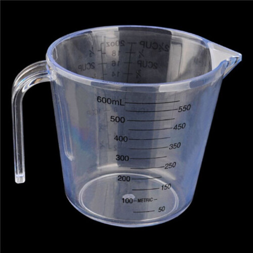 2X Baking Tools Double-Sided Graduated Plastic Measuring Cup with Graduated Measuring Cup Measuring Cylinder 600Ml 1
