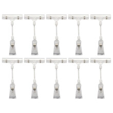 10pcs 6.5 inch Height Transparent Plastic Double Clips Adjustable Sign Card Display Holder