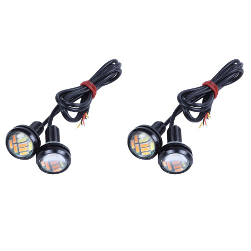 4 Pcs 12V 23Mm Dual Color Switchback 4014 12 Led Drl  Eye Daytime Light