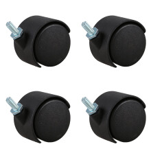 4X 6mm Threaded Stem 40mm Dual Wheel Rotatable Caster Black