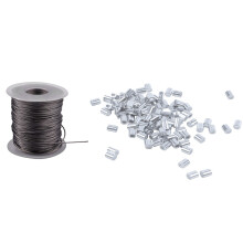 100 Pcs 1mm Steel Wire Rope Aluminum Ferrules Sleeves Silver Tone & 1x Hoisting Lifting 7X7 1mm Dia Stainless Steel Flexible Wire Rope 177Ft