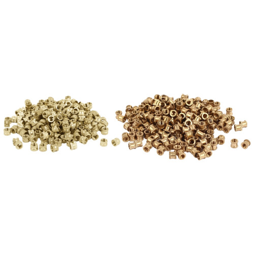 100PCS M3 x 3mm Female Thread Brass Knurled Threaded Insert Embedment Nuts & 100PCS M2 x 3mm