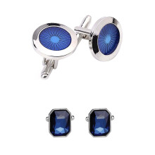 1 Pair Fashion Men's Cufflinks Fashion Round Eyes Shirt Cufflinks Cuff  Mens (Silver+) & 1 Pair Fashion Diamond Colorful Glass Cufflinks Cuff
