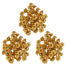 150Pzs Clips de Boda Artificial Rosa de Seda Cabeza de Flor Decoracion de Boda (Dorado)