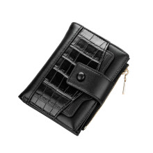 Bifold Clutch Purse,Minimalist Credit Card Holder,Women's-Black