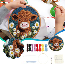 Broderikit med punch needle: Höglandskon och prästkragar