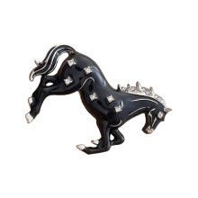 Fashionable Galloping Horse Pin Brooch Polished Alloy-Black