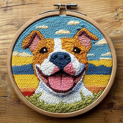 Nålstanskit Pitbull Sunset Design 20x20cm (2 st)