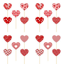 60PCS Heart-Shaped Paper Picks for Valentine’s Day Decor, Photobooth Props, Vase & Table Arrangements – 5" – Compatible with DIY Crafts