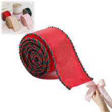 Wired Christmas Ribbon 1.7", Gift Wrapping & Craft Bows, Festive Tree/Wreath Decor – Compatible with Xmas Crafts