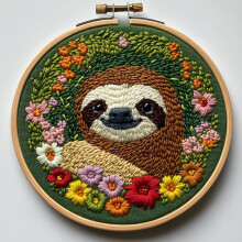DIY Punch Needle Kit: Cute Sloth Pattern, Easy for Beginners, Includes Hoop & Printed Design (20x20cm) – Compatible with Standard Punch Tools