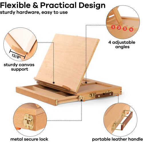 Beechwood Tabletop Easel with Palette and Storage Drawer