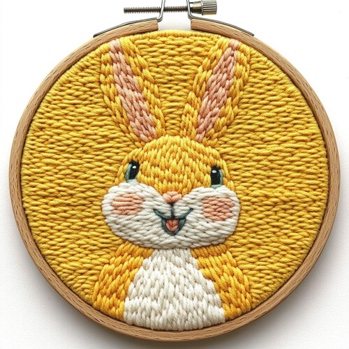 Nålehulssæt Kanindesign 20x20cm