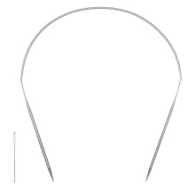 Circular knitting needles 16 inch, stainless steel fixed circular needles size 6 (4mm), smooth metal tips for knitting socks hats scarves, silver