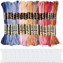 18 Skeins 6-Strand Variegated Embroidery Floss Bulk, Gradient Polyester Thread for Cross Stitch, Friendship Bracelets, Crafts – 12 Bobbins