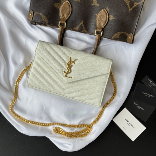 YSL Monogram WOC Caviar Envelope 360452