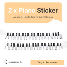 2 PCS 88 Keys Removable Piano KEY Labels Piano Keyboard Stickers Piano Notes  for Beginners Students Black+White