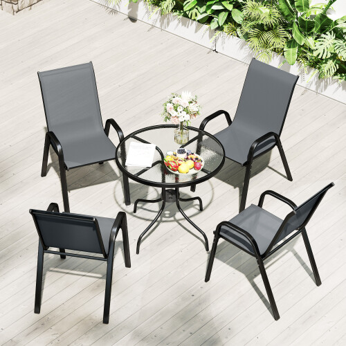 Outsunny Five-Piece Steel Patio Set, with Glass 2