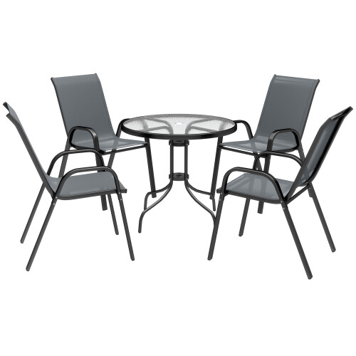 Outsunny Five-Piece Steel Patio Set, with Glass